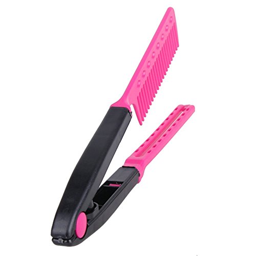 V-Type Hair Straightener Comb - Professional Salon Styling Tool for DIY Hair Care & Silk Smoothing (Hot Pink, One Size) - Perfect for Home Use, Travel & Salon Styling