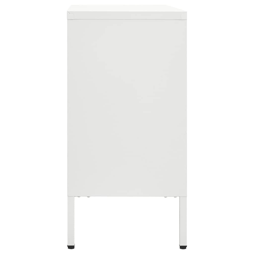 FAMIROSA Modern White Steel Sideboard Cabinet with 3 Drawers & Adjustable Shelf - 29.5