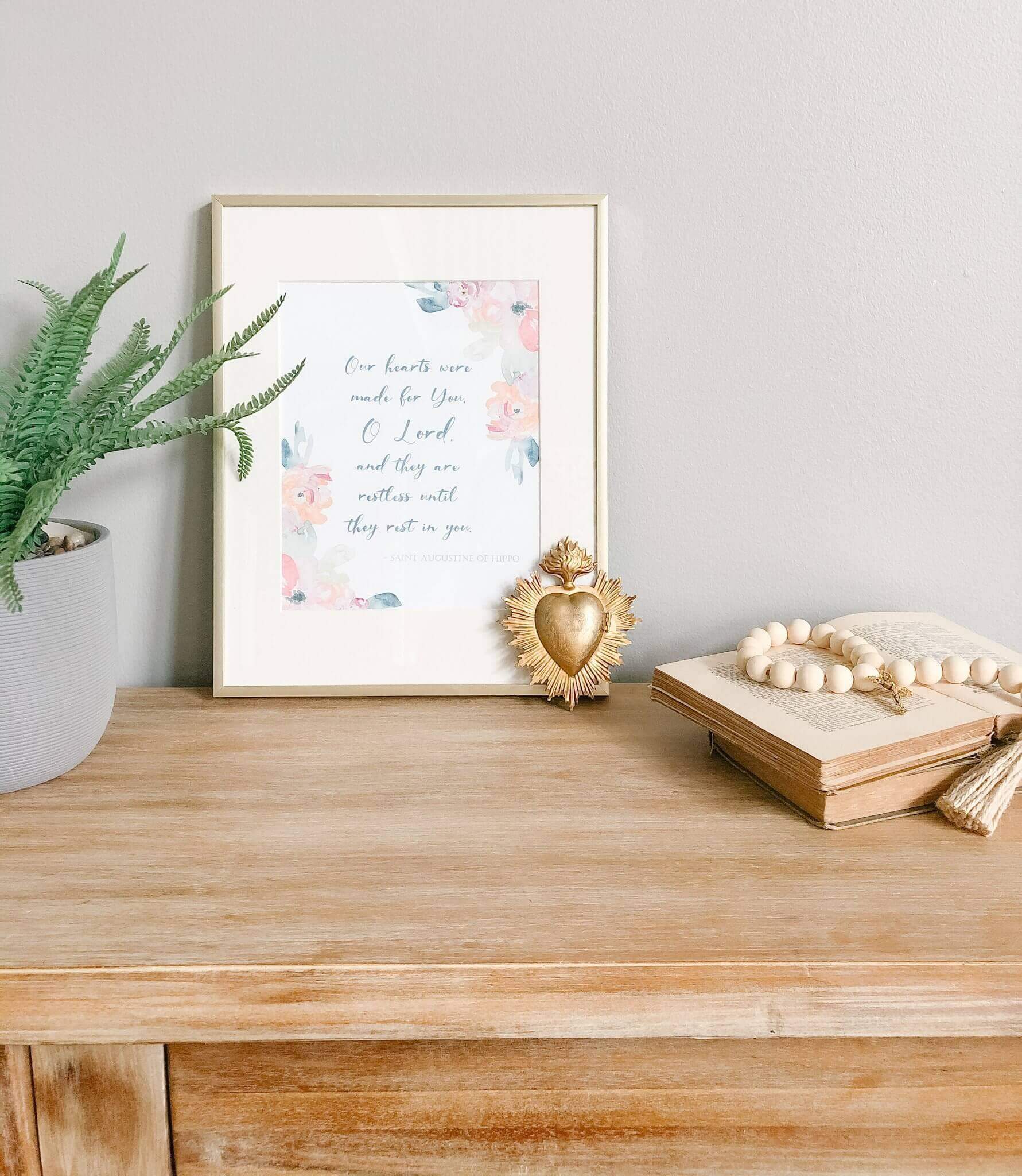 Restless Heart St. Augustine Printable Wall Art - Digital Download for Home Decor, Office & Gift Giving