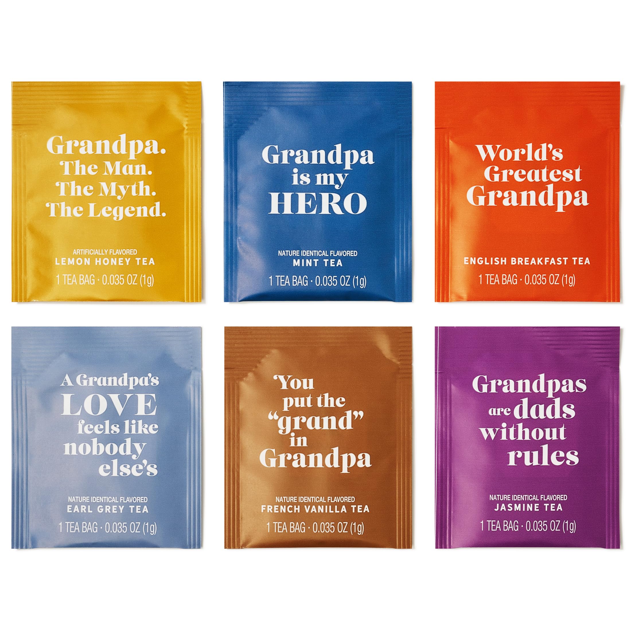 Best Grandpa Ever Tea Gift Set - 6 Flavor Tea Sampler with Inspirational Quotes | Thoughtful Gourmet Tea Collection | Perfect Grandfather's Day, Birthday & Retirement Gift (90 Count) - Ideal for Relaxation, Family Bonding & Special Occasions