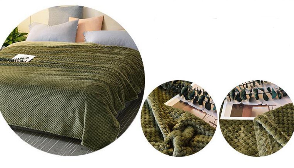 Premium Solid Flannel Fleece Blanket - Ultra Soft Lightweight Microfiber Plush Blanket for Bed, Couch & Travel - Warm Polar Blanket in Olive Green (Full Size) - Perfect for Winter Nights, Camping & Cozy Home Decor