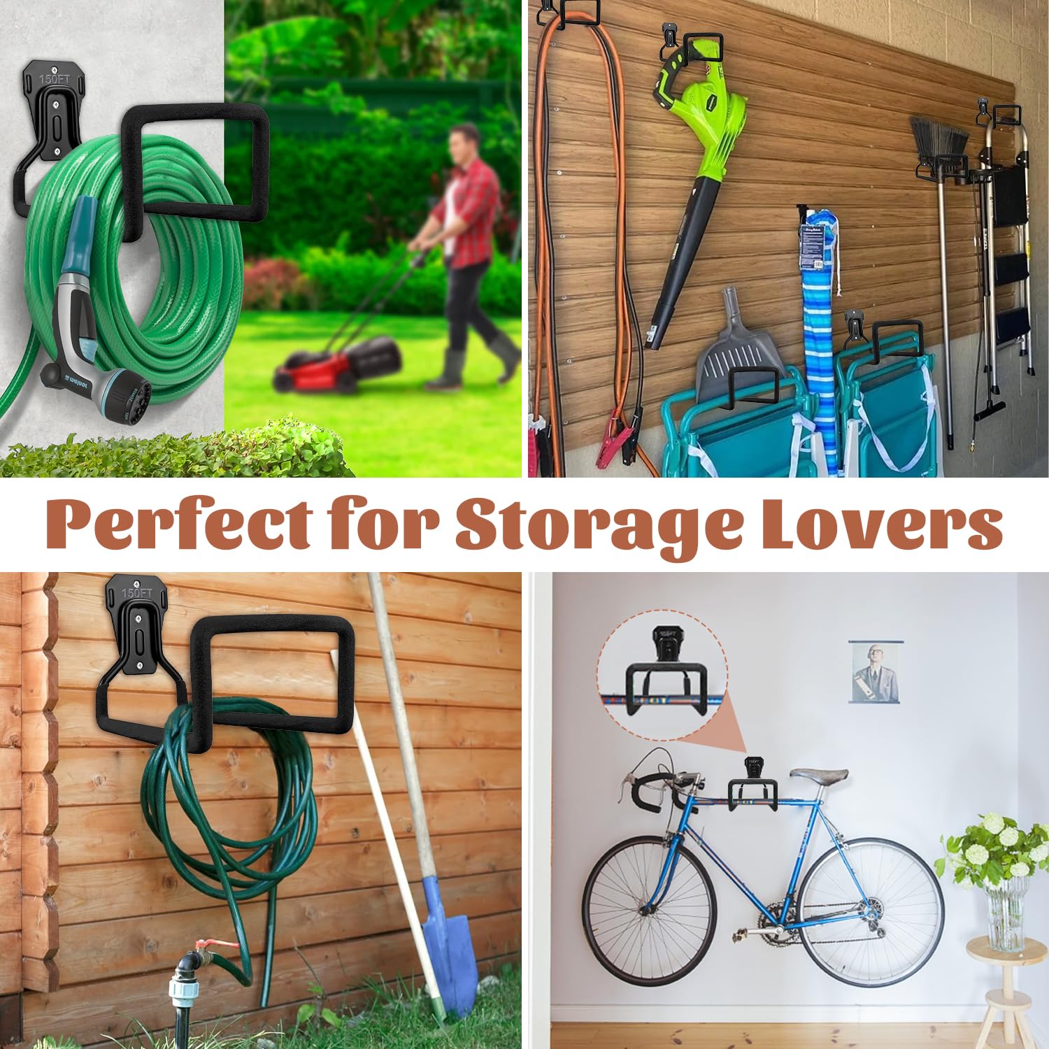 2Pcs Heavy Duty Metal Garden Hose Holders - Freestanding & Wall Mount Outdoor Water Hose Storage Rack for Yard, Lawn, and Garage (2 Pack) - Perfect for Organizing Garden Tools and Keeping Hoses Tangle-Free