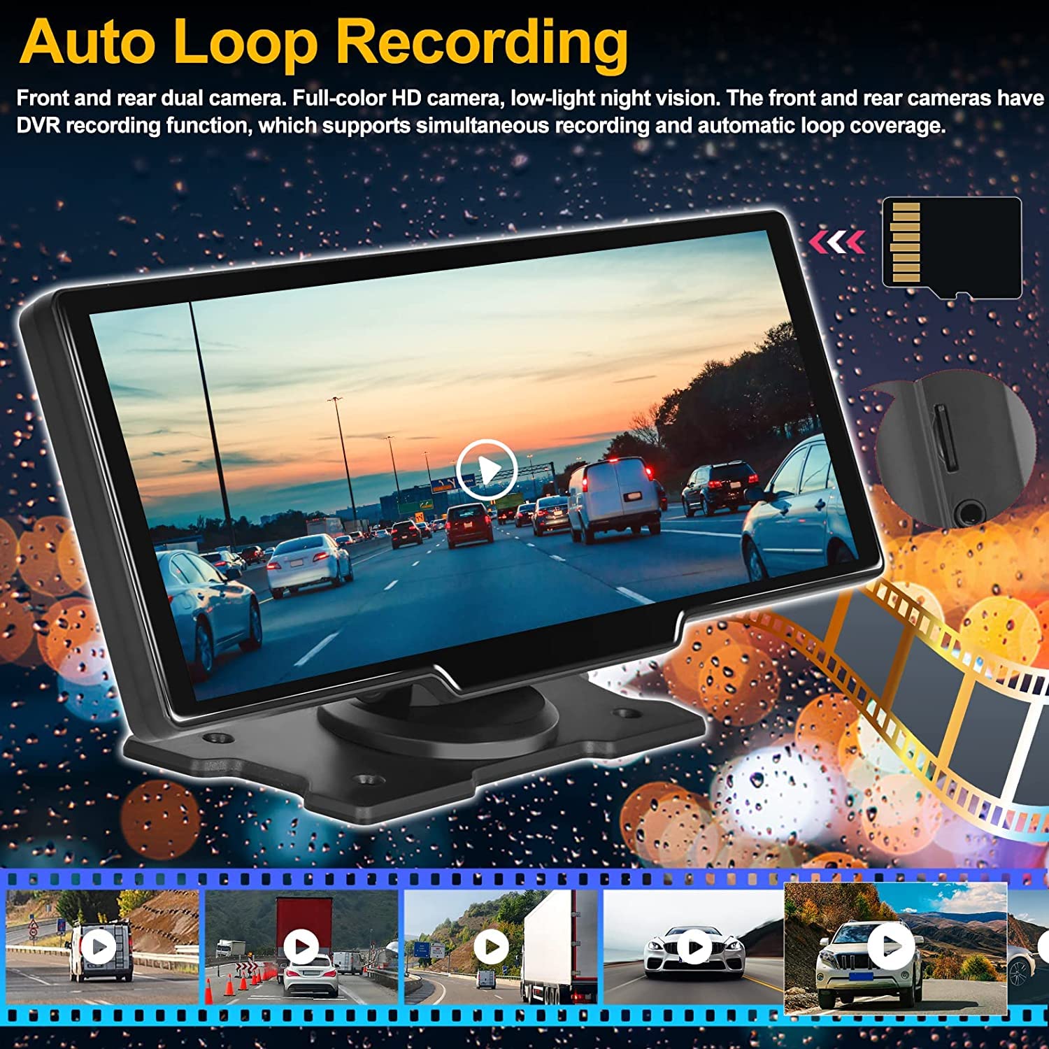 10.26 Inch Wireless CarPlay Monitor with Bluetooth & Android Auto - 2K+1080P Dual Camera Car DVR with HD Backup Display - Perfect for Safe Driving & Parking Assistance