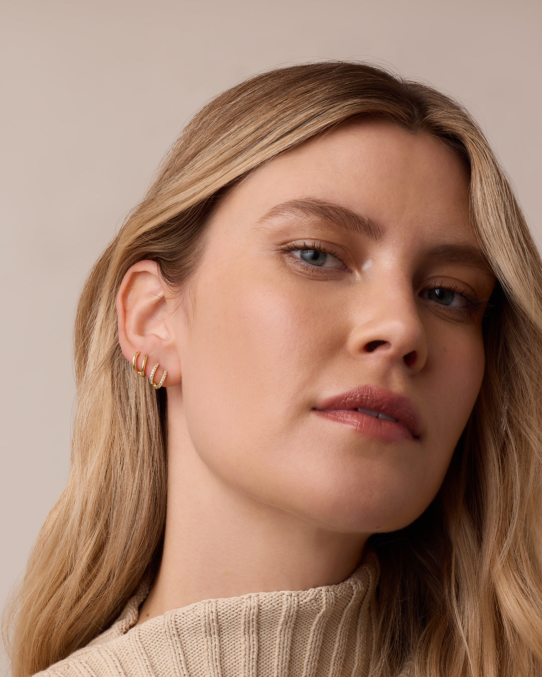 Shimmer Double Huggie Earrings - Sparkling Hoop Earrings for Women, Dainty Gold Huggie Hoops, Perfect for Everyday Wear, Parties & Gifts