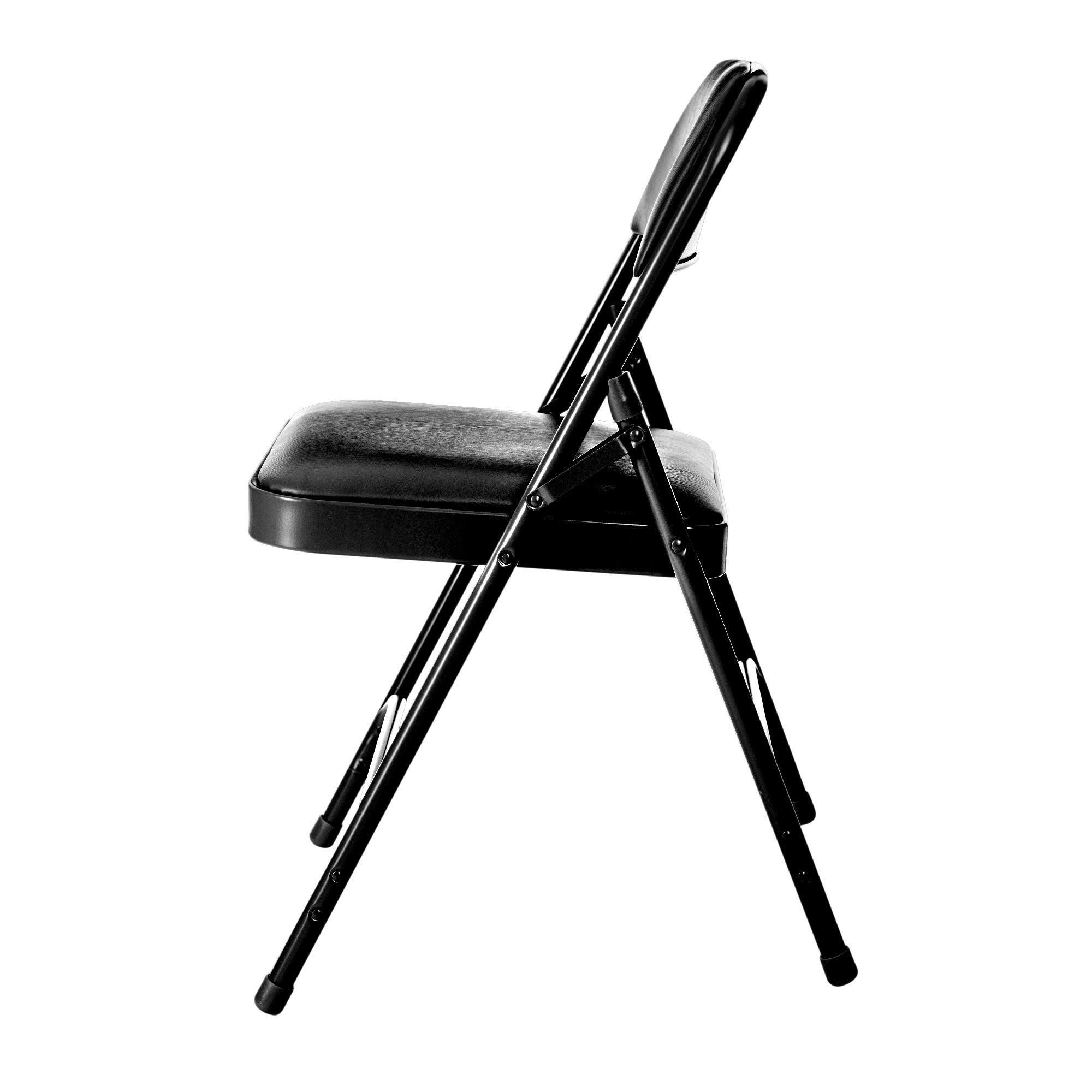 OEF Furnishings (4 Pack) Premium Vinyl Padded Folding Chairs - Heavy Duty Stackable Chairs for Home, Office, Wedding, Party & Events - Comfortable Black Seating Solution