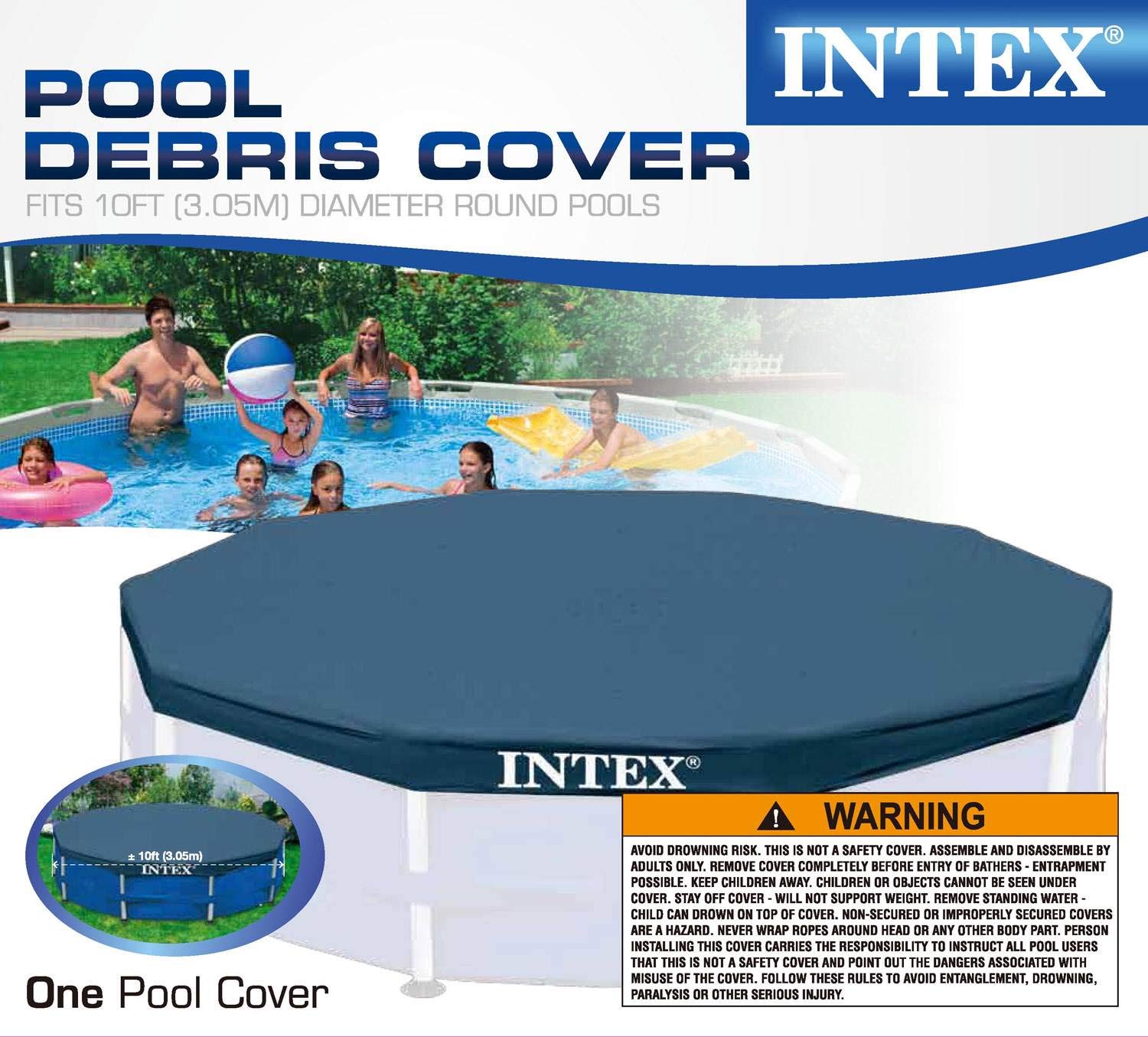 Intex 10ft x 30in Inflatable Above Ground Swimming Pool with 10-Foot Round Pool Cover - Perfect for Backyard Fun, Summer Parties & Family Relaxation