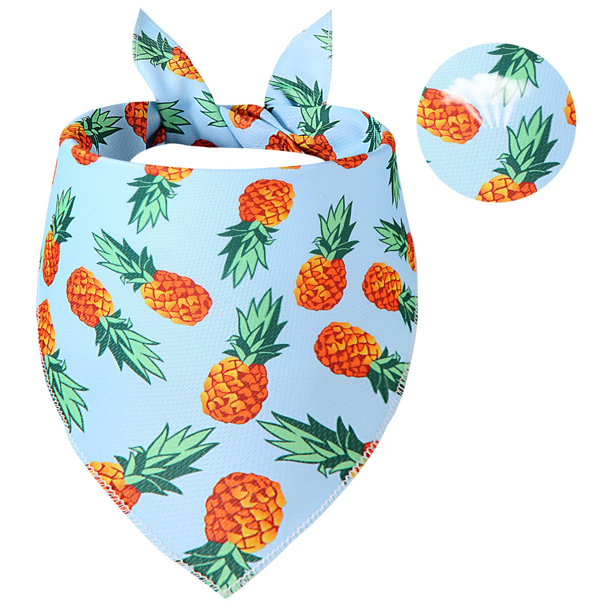Cooling Bandana for Large Dogs - Lightweight & Quick-Drying Poly-Blend Summer Scarf with Adjustable Fit - Pineapple Pattern Pet Accessory for Hot Weather - Perfect for Outdoor Walks, Beach Trips & Backyard Play