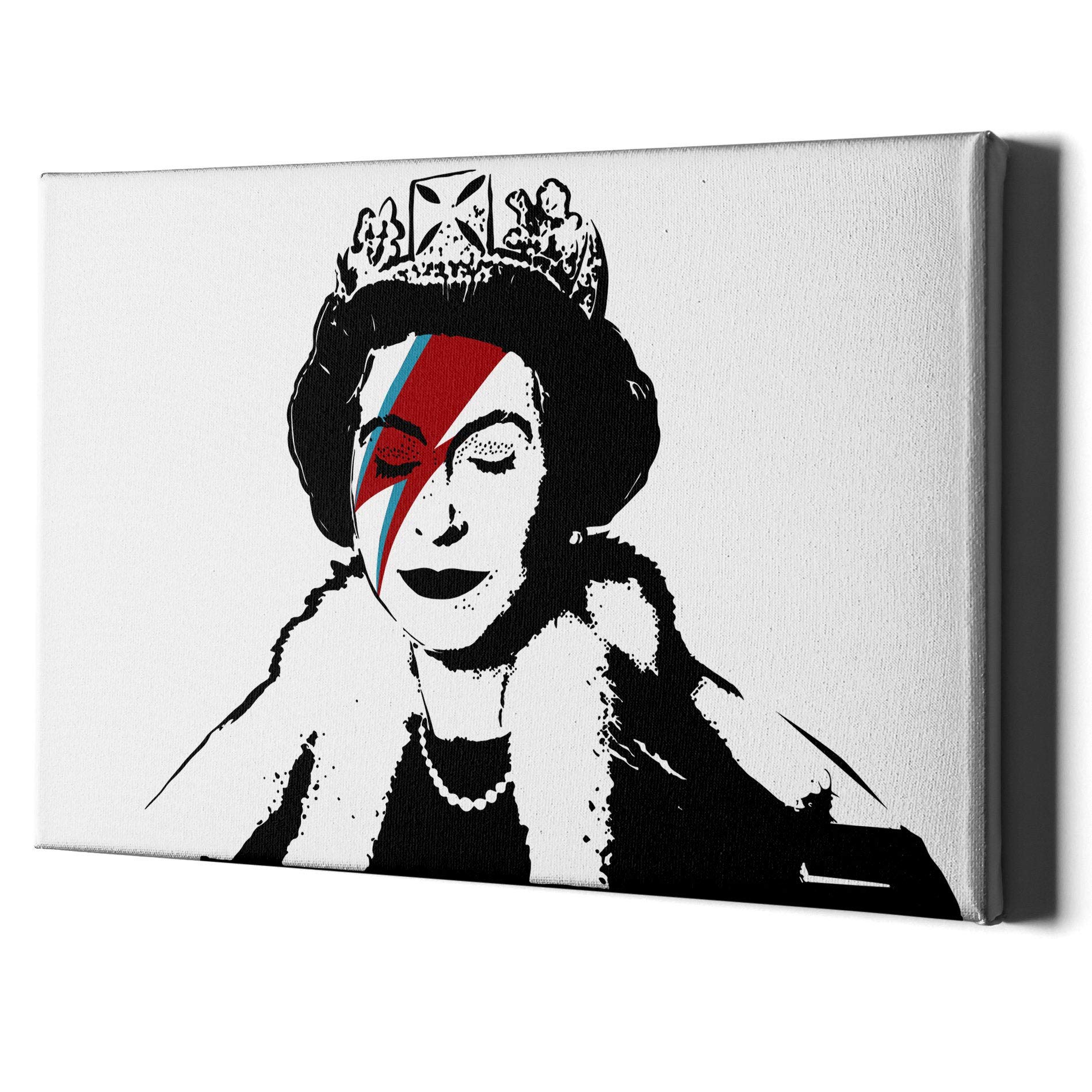 Banksy Queen Elizabeth Street Art Graffiti Canvas Print - Urban Wall Decor Portrait Painting - Perfect for Home Office & Street Art Lover Gifts