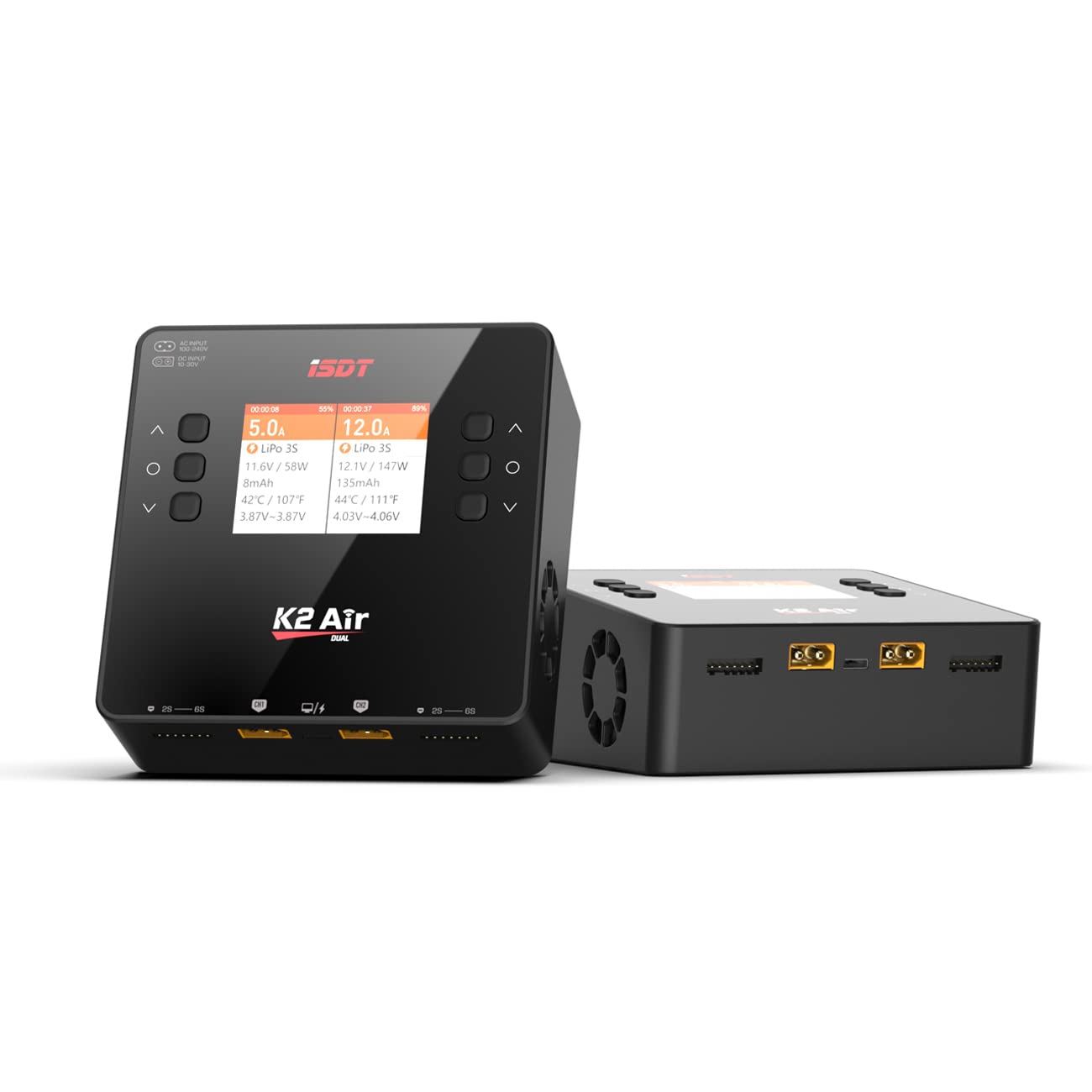 ISDT K2 AIR Smart Lipo Battery Balance Charger Discharger 1-6S - 200W AC/500Wx2 DC, 20A Fast Charging for LiFe, Li-ion, LiPo, LiHv, Pb & NiMH Batteries - Perfect for RC Drones, Cars, Airplanes and DIY Electronics Projects