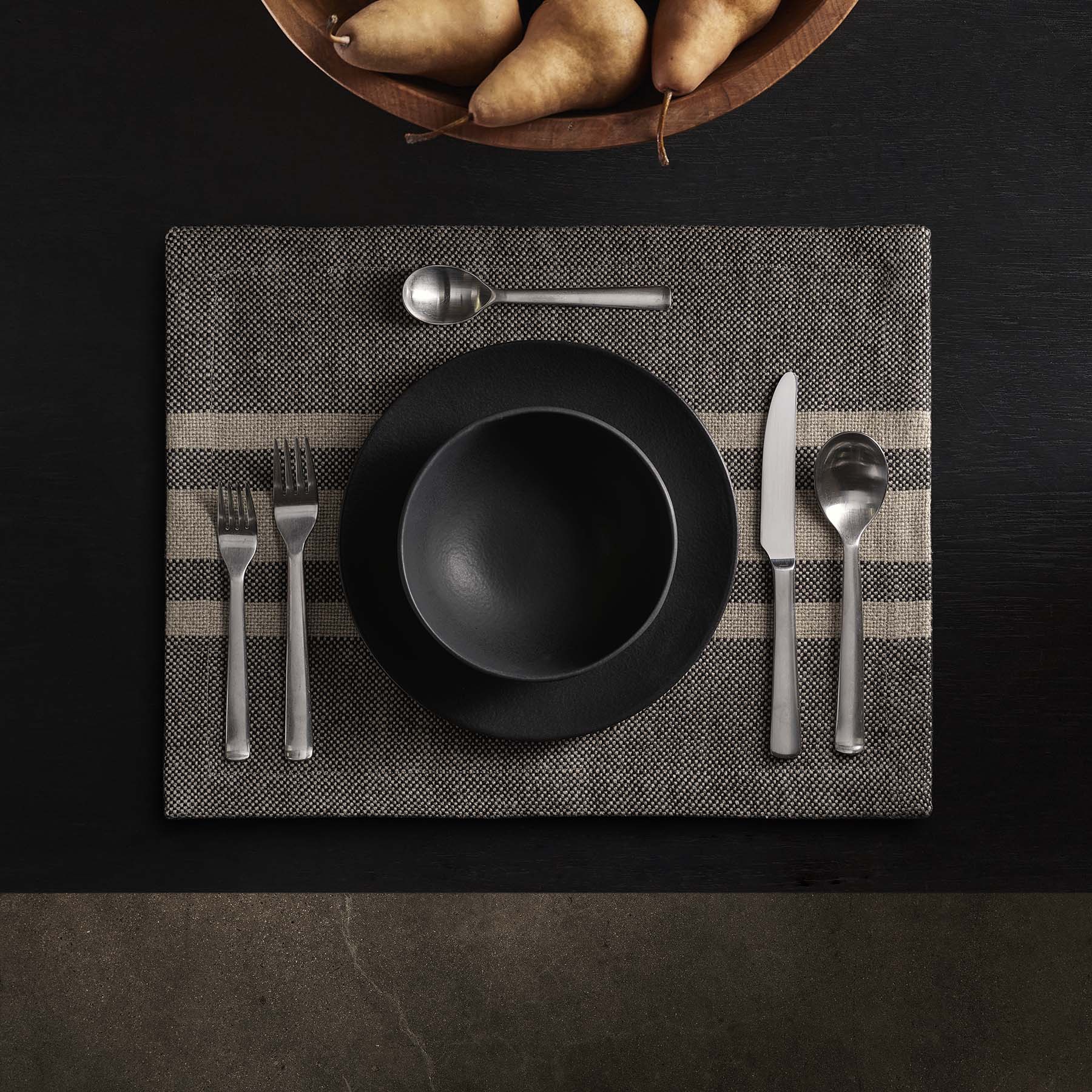 Premium Heavy Duty Triple Stripe Placemats Set - Black & Beige Waterproof Table Mats for Dining, Kitchen, and Party Decor
