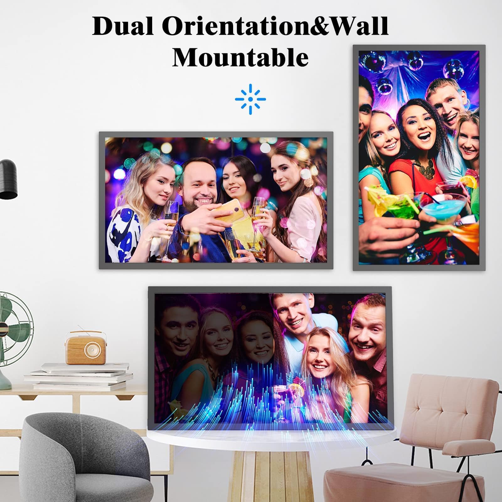 21.5-inch Large Digital Picture Frame with WiFi & Smartphone Mirroring - 5G/2.4G Dual Band, App & Email Photo Sharing, Auto Light Sensor - Perfect Gift for Grandparents, Home Decor & Family Photo Display