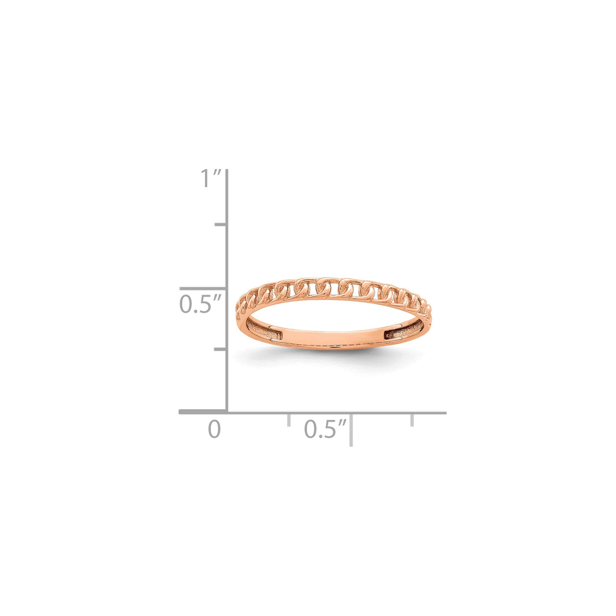 14K Rose Gold Link Chain Ring for Women - Size 7, Dainty Minimalist Jewelry Gift for Her - Perfect for Anniversary, Valentine's Day & Everyday Wear