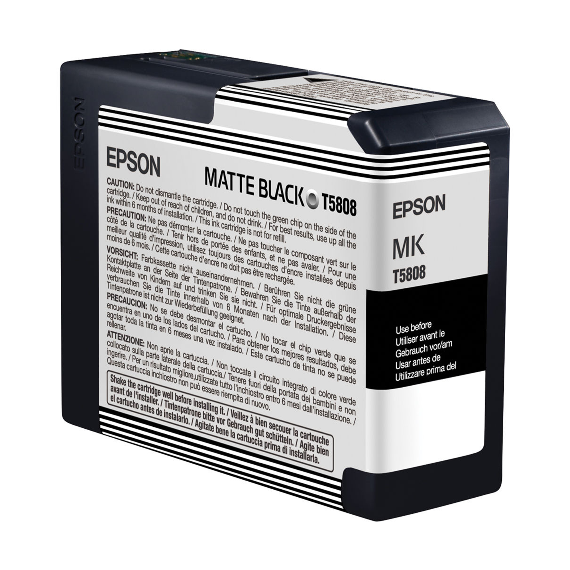 Epson T58080N UltraChrome K3 Matte Black Ink Cartridge 80mL - Compatible with Stylus Pro 3800 & 3880 Printers | High-Quality Photo Printing for Professional Artists & Photographers