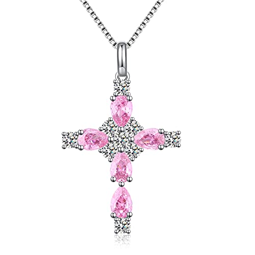 B4-Pink Birthstone Cross