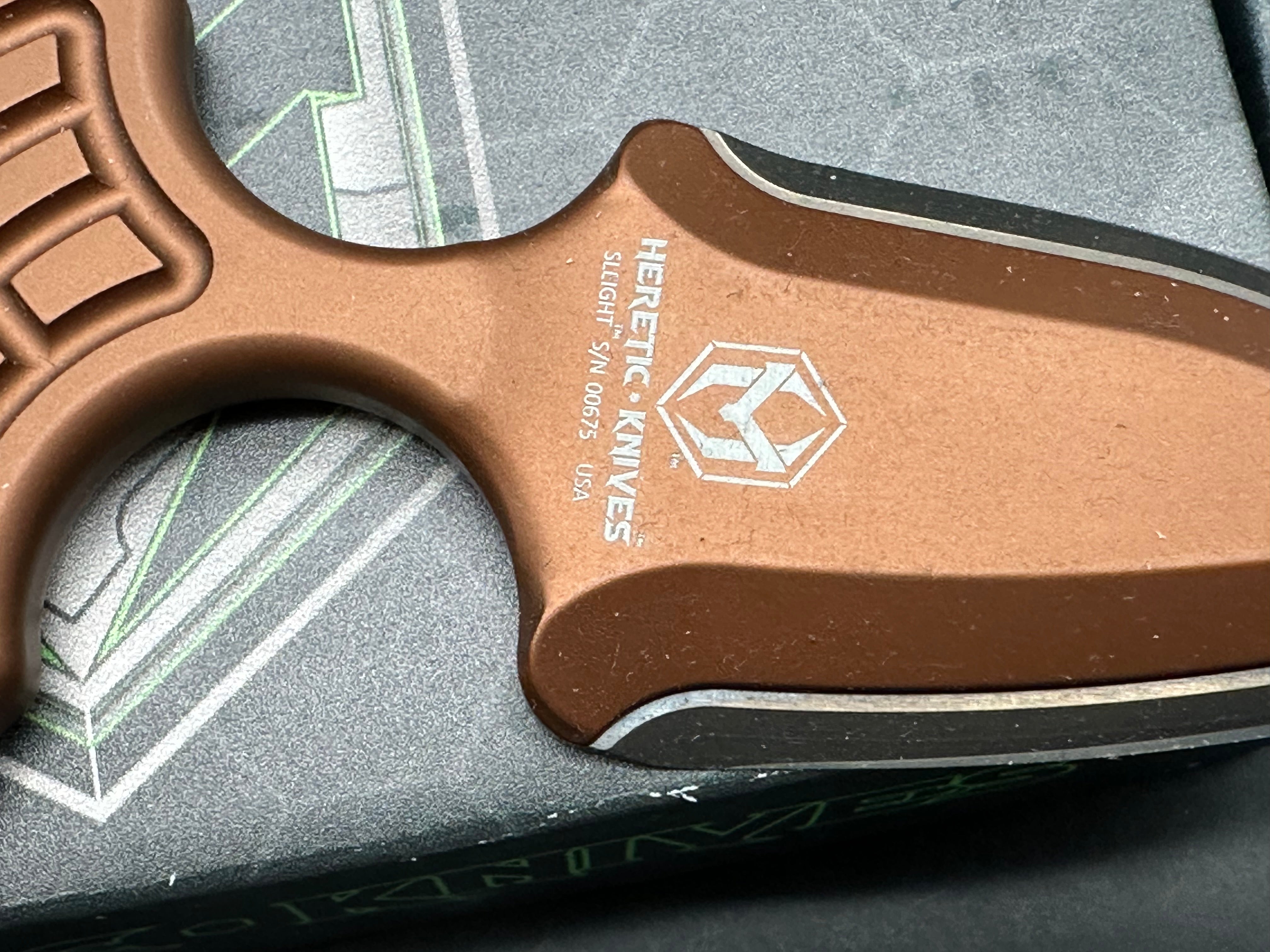Heretic Knives H050 6A BRZ Sleight Titanium Folding Pocket Knife with 20CV Steel Blade - EDC, Outdoor, Camping & Survival Gear