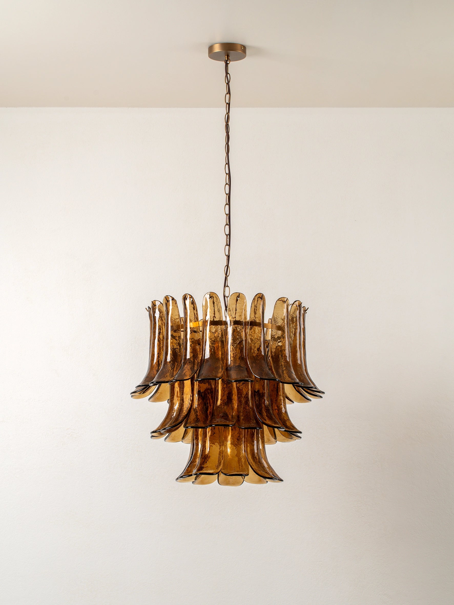 Lonso 4-Light Chandelier with Aged Brass Finish & Smoked Brown Glass - Perfect for Dining Room, Living Room, and Bedroom Lighting