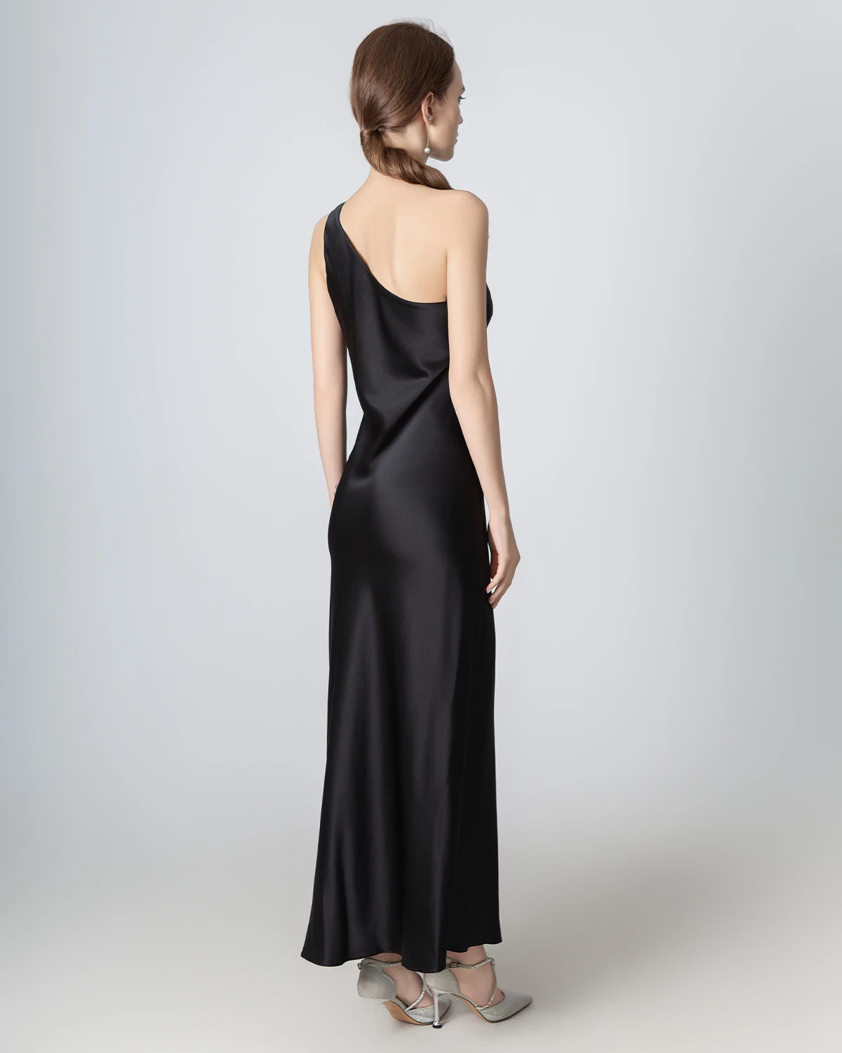Elegant One Shoulder Maxi Silk Dress for Women - Perfect for Weddings, Parties & Evening Events