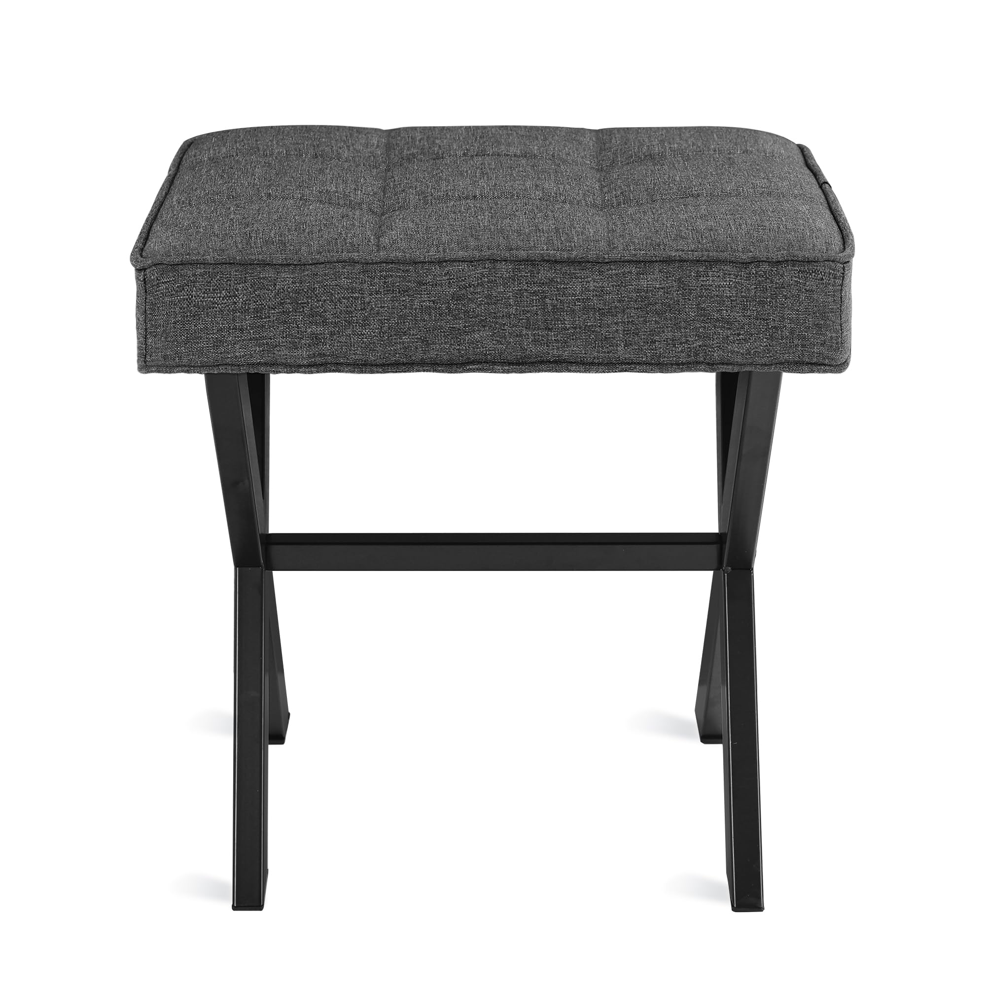 LUE BONA Vanity Stool with X-Legs - Modern Makeup Seat for Bedroom & Bathroom