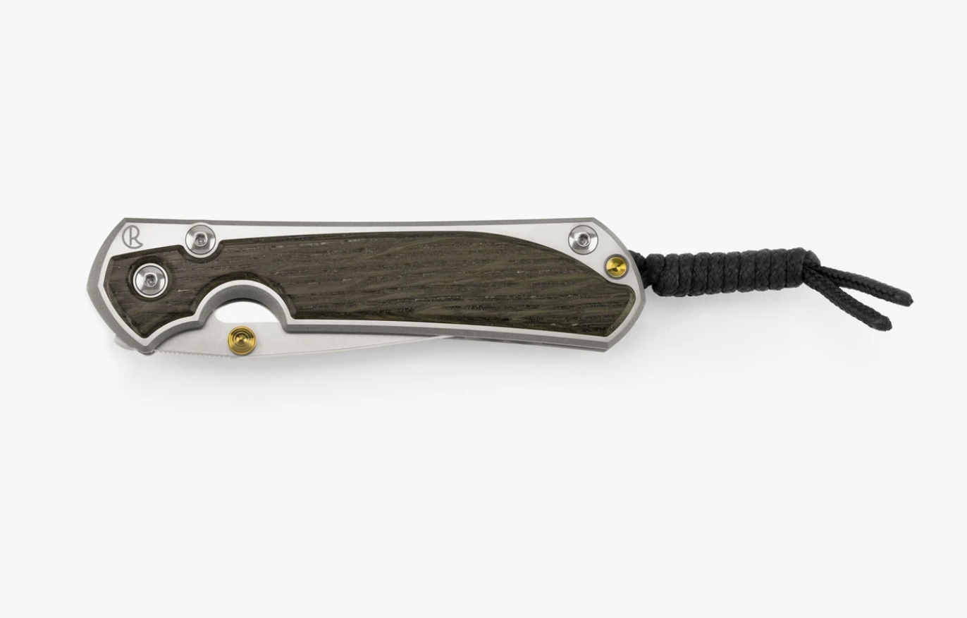 Chris Reeve Knives Small Sebenza 31 Folding Knife - Drop Point Blade, Bog Oak Inlay, Polished Titanium Handles - EDC, Outdoor, Camping & Survival Gear