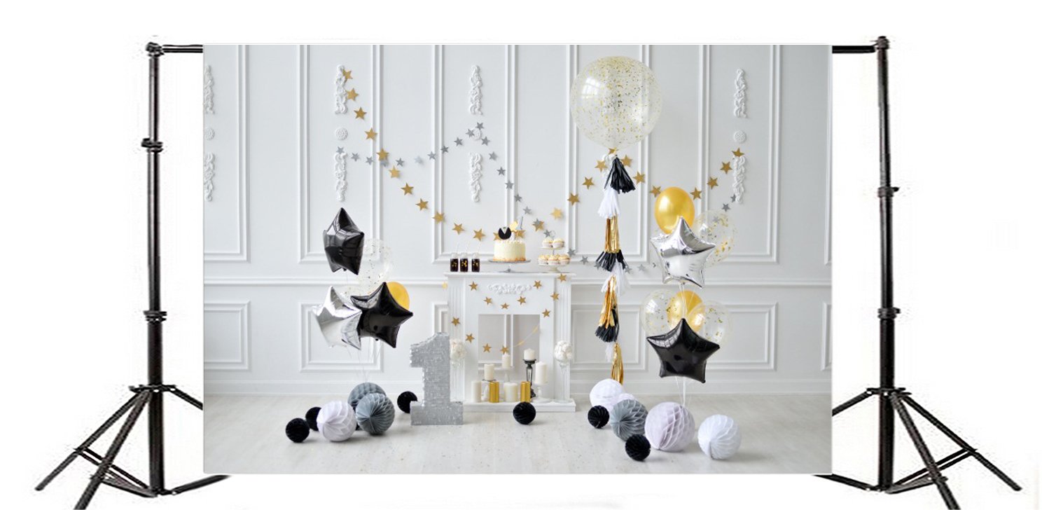 Yeele 5x4ft Birthday Backdrop for Baby's 1st Birthday Party - Candle Cake Balloon Banner Photography Background for Baby Shower, Infant Portrait & Photo Booth - Durable Vinyl Cloth for Photo Shoot & Video Props | Perfect for 1-Year-Old Boy/Girl Celebrations & Milestone Photography