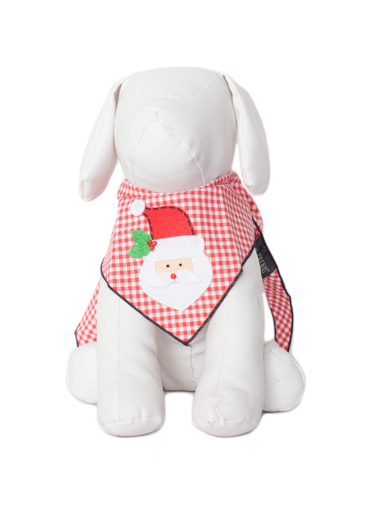 Santa Claus Dog Bandanas for Medium to Large Dogs - 100% Cotton Christmas Pet Bandana with Designer Applique - Perfect for Holiday Photos, Parties & Festive Outfits