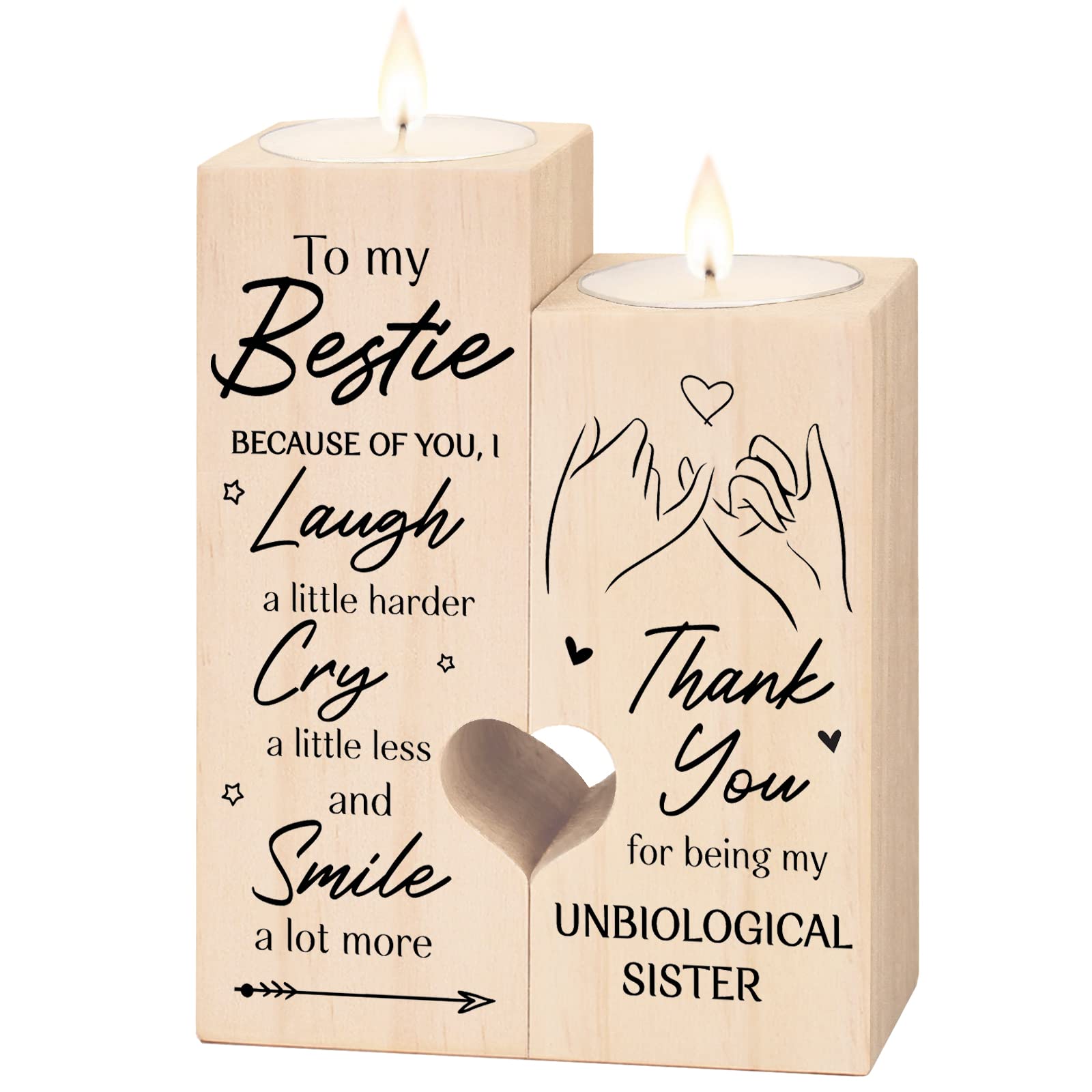 Personalized Heart-Shaped Candlestick Holder - Unique Birthday Gift for Sister & Best Friends - Elegant Friendship Candle Holder for Women - Perfect for Home Decor, Romantic Dinners & Special Occasions