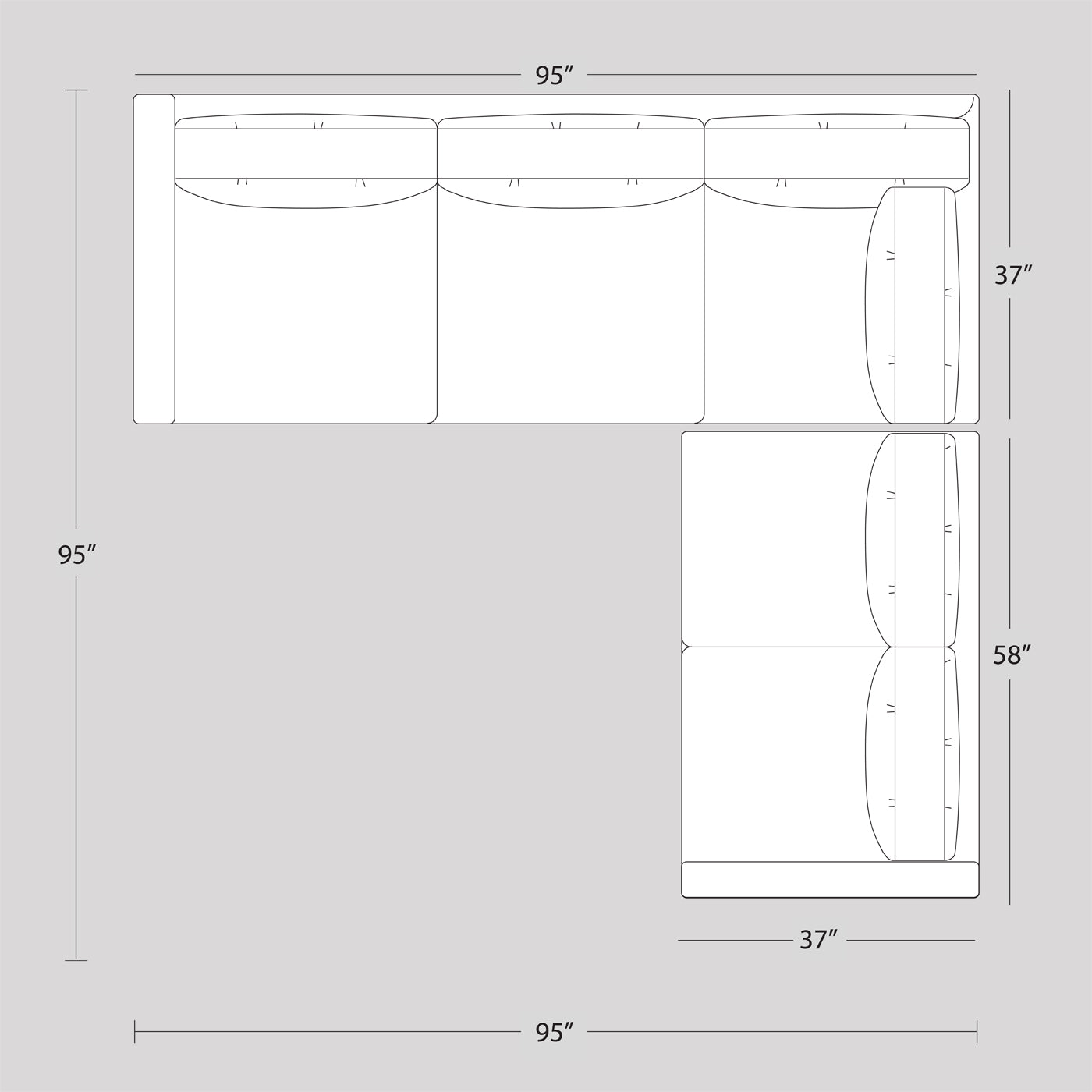 Topanga Sectional Sofa - Right Arm Facing Modern L-Shaped Couch for Living Room, Family Room & Home Theater Comfortable Seating