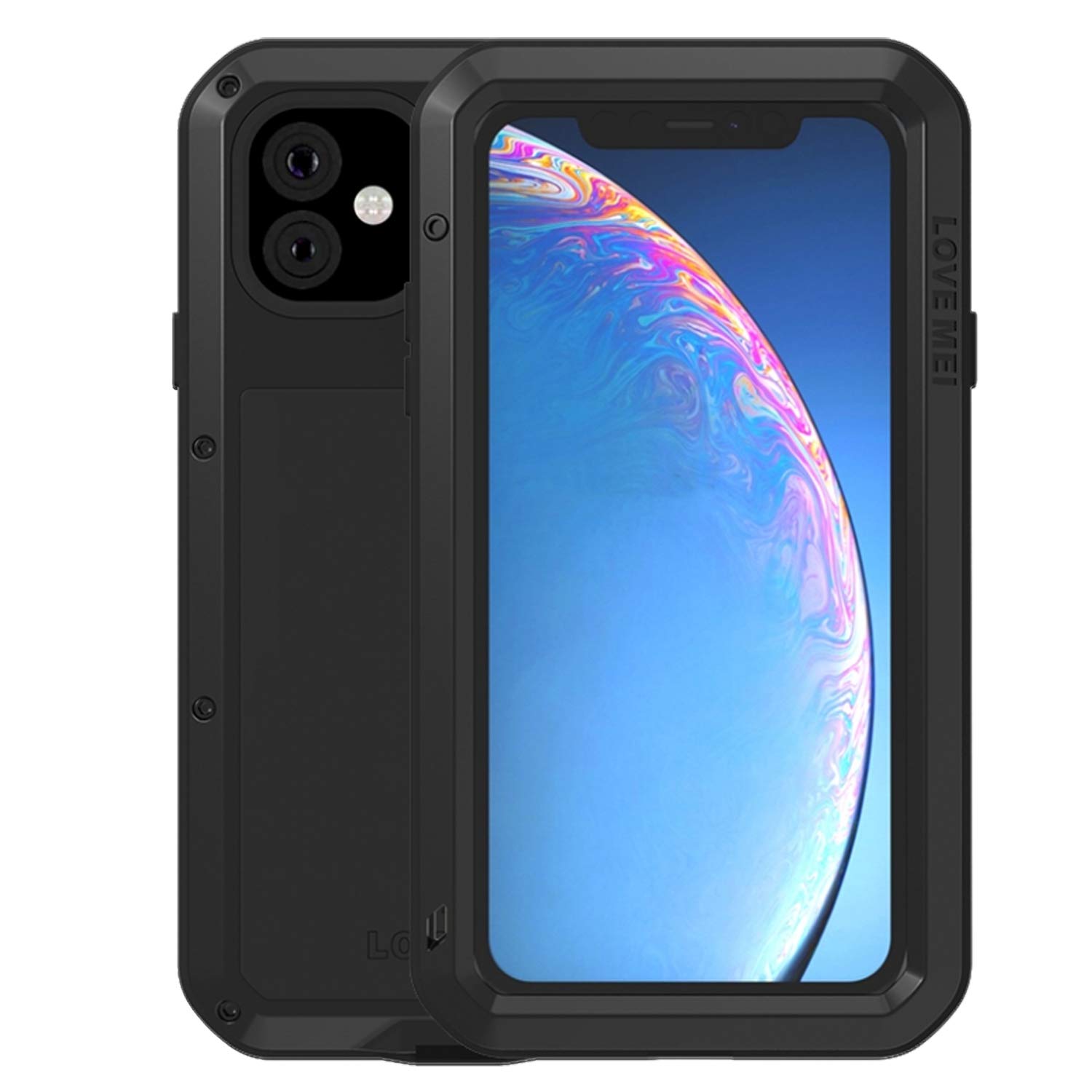 Simicoo iPhone 11 Pro Max Case - Heavy Duty Hybrid Armor with Aluminum Alloy Bumper & Silicone Protection | Military Grade Shockproof Design | Built-in Gorilla Glass Screen Protector | Perfect for Outdoor, Work & Extreme Sports (Black)