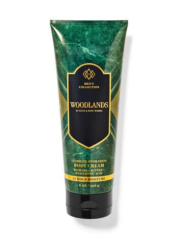 Woodlands Scented Hydrating Body Cream for Men - 8 oz Ultra Moisturizing Lotion with Shea Butter & Vitamin E - Perfect for Dry Skin Care & Post-Shave Hydration (Packaging May Vary)