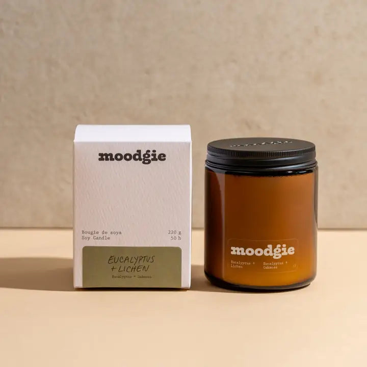 Natural Eucalyptus & Lichen Scented Soy Candle | Aromatherapy Relaxation for Home, Spa & Office | Eco-Friendly & Long-Lasting