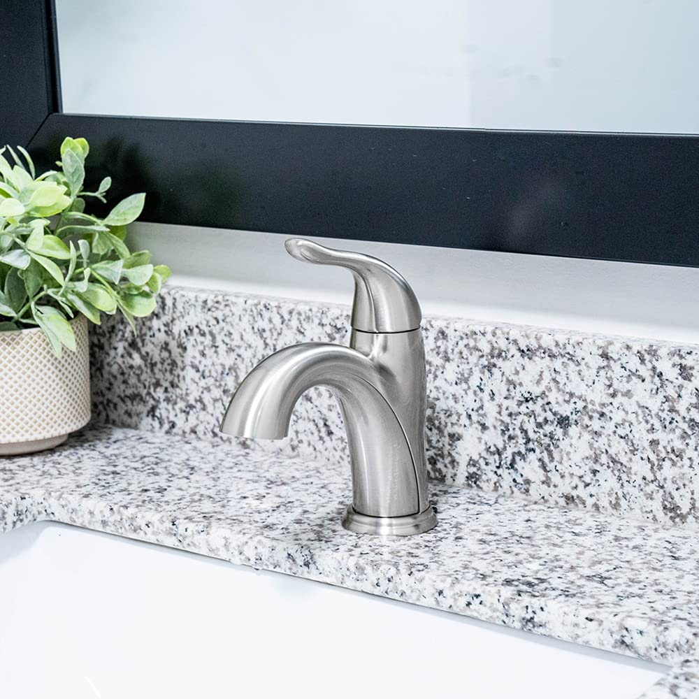 EZ-FLO Prestige Collection Single Handle High Spout Bathroom Sink Faucet - Brushed Nickel Finish, Solid Lever Handle for Easy Control - Perfect for Modern Bathroom & Powder Room Upgrades (Model 10579)