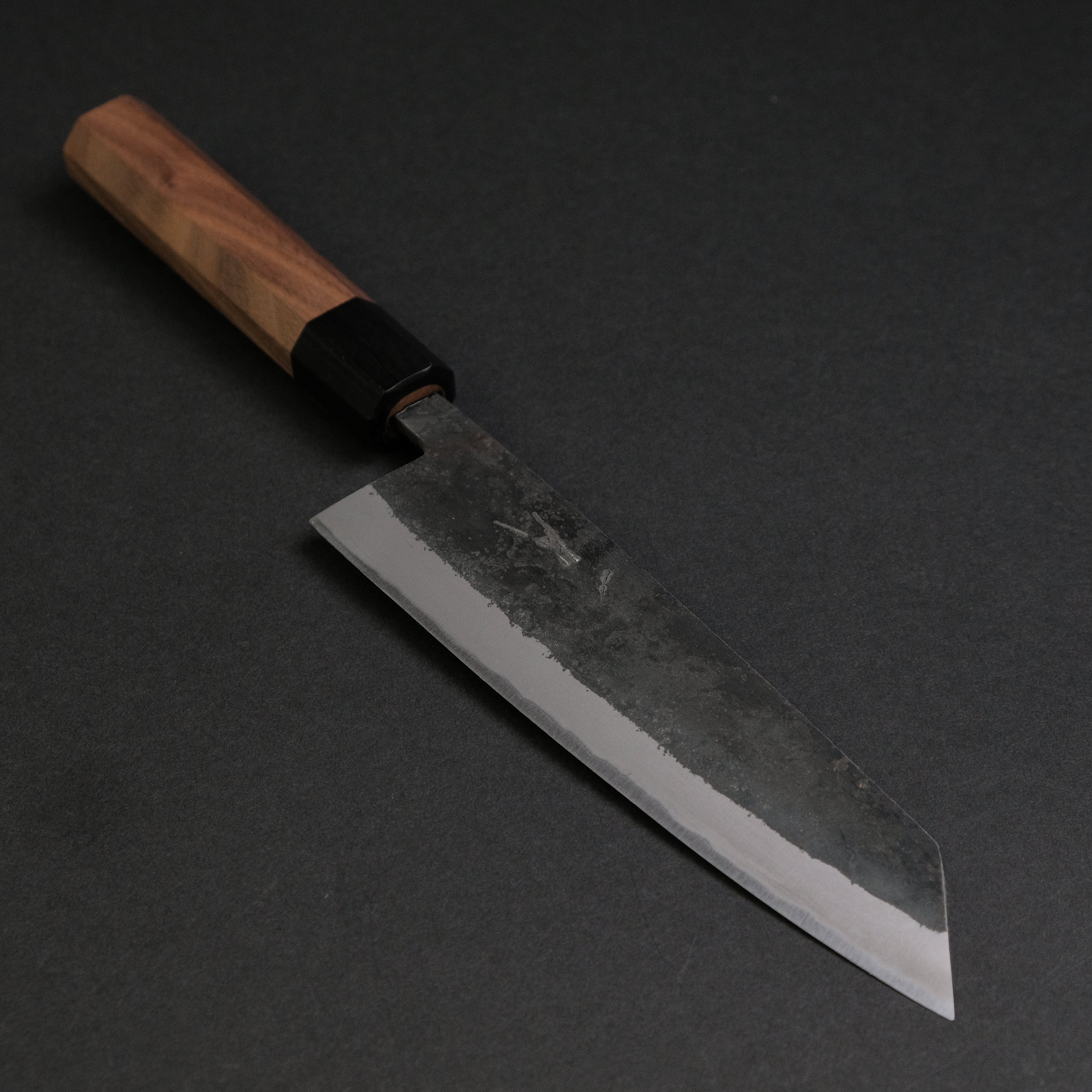 Hitohira Harima Forged Blue #2 Stainless Clad Kurouchi Bunka Knife 180mm with Walnut Handle - Japanese Kitchen Knife for Slicing, Dicing & Precision Cooking