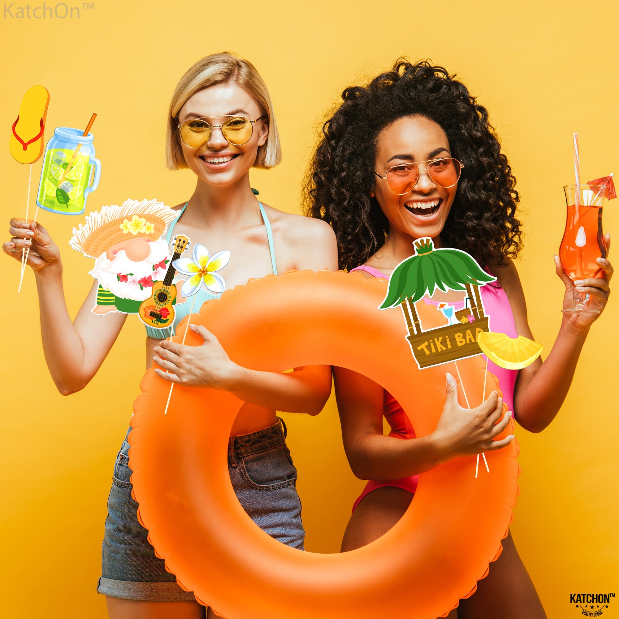 KatchOn Hawaiian Luau Photo Booth Props - 22-Piece Set for Tropical Party Decorations | Hawaiian Themed Party Supplies | Fun Photo Props for Luau, Beach & Summer Parties | Perfect for Birthday, Wedding & Vacation Themes