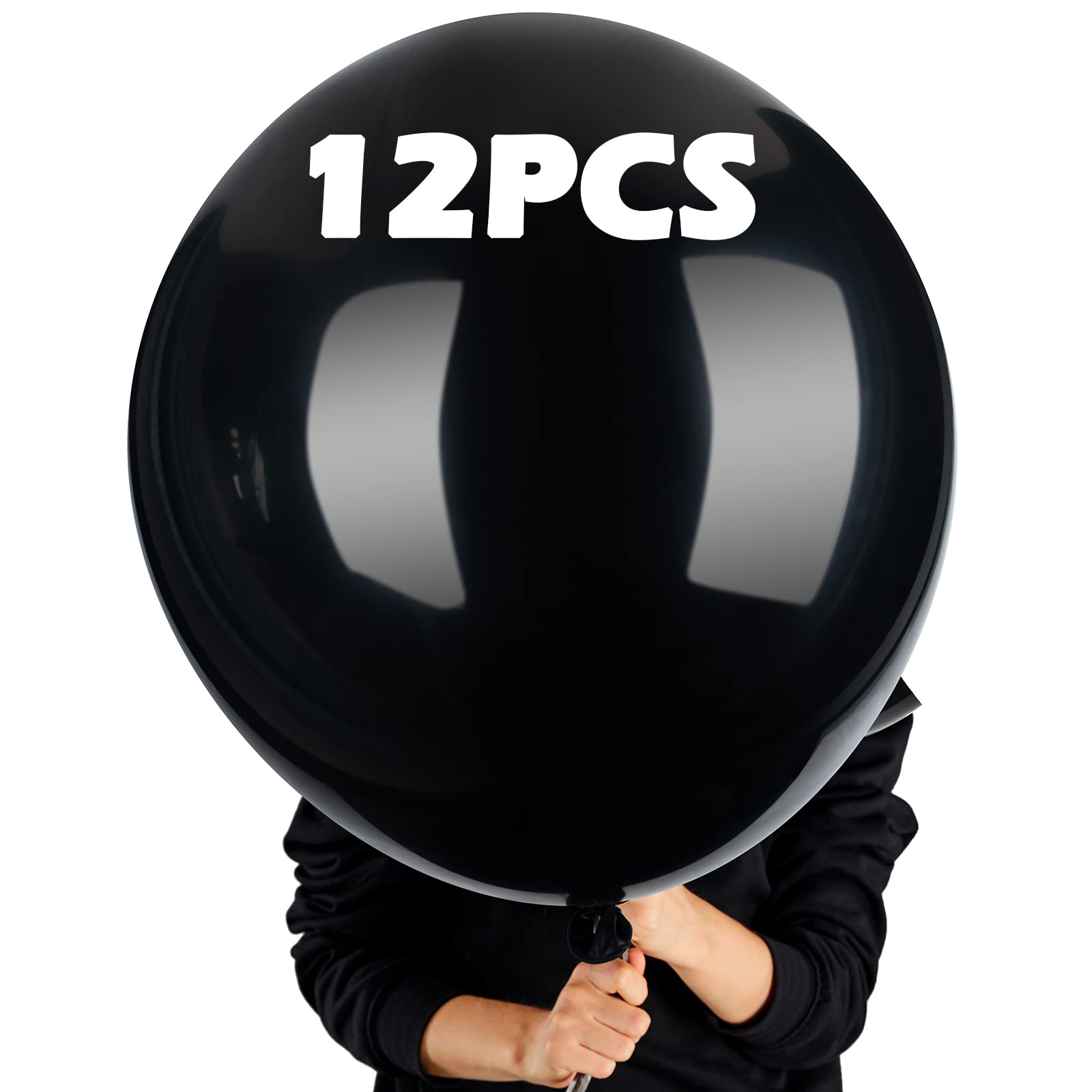 36 Inch Black Balloons Decorations Kit - 12PCS Large Graduation Balloons Garland for Memorial Day, 40th Birthday Party, Funeral & Memorial Services - Perfect for Indoor/Outdoor Party Decorations