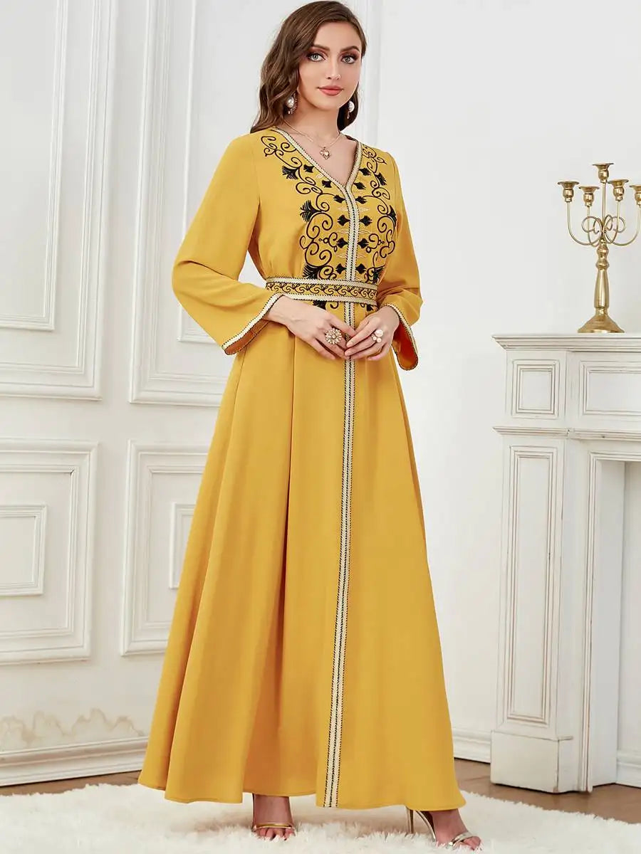 Elegant Embroidered Eid Dubai Caftan Dress for Women - Perfect for Special Occasions, Weddings & Festivals