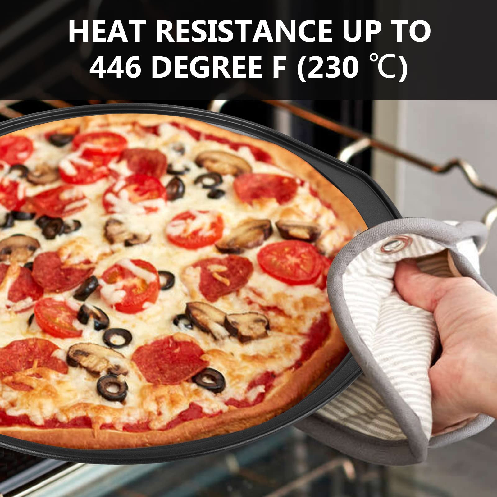 Beasea 2 Pack 12 Inch Non-Stick Carbon Steel Pizza Pan with Holes - Round Crisper Baking Tray for Home, Kitchen & Restaurant Oven - Perfect for Homemade Pizza, Bread, Cookies & Baking Parties