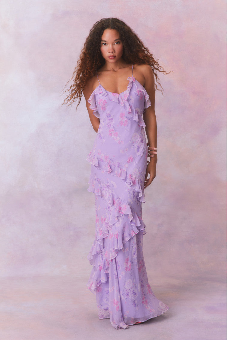 Rialto Floral Print Maxi Dress for Women - Elegant Summer Beach Dress for Vacations, Weddings & Outdoor Events