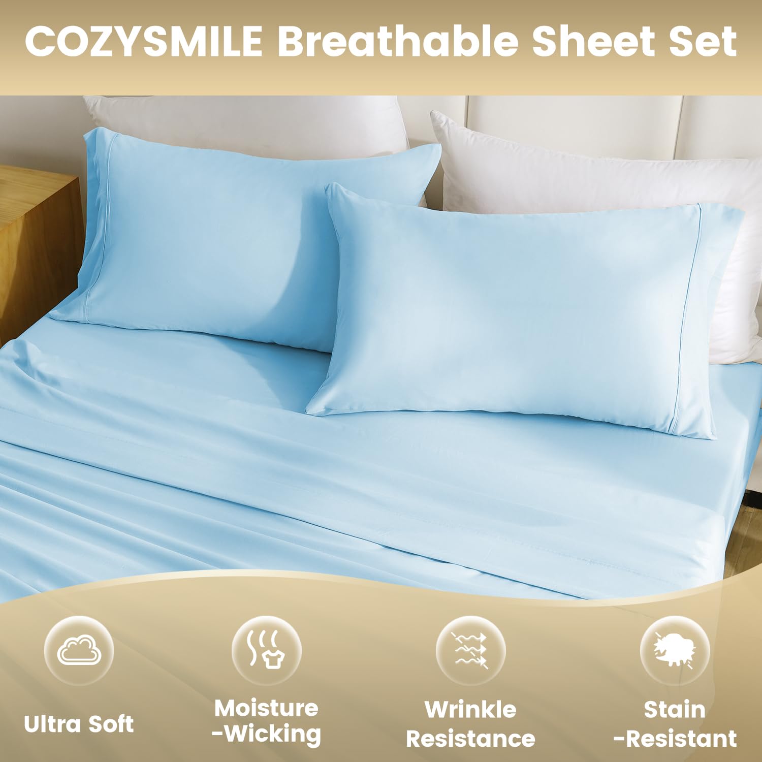 Silky Soft Queen Sheet Set - Luxury 4 Piece Breathable Cooling Bed Sheets for Queen Size Bed, 16