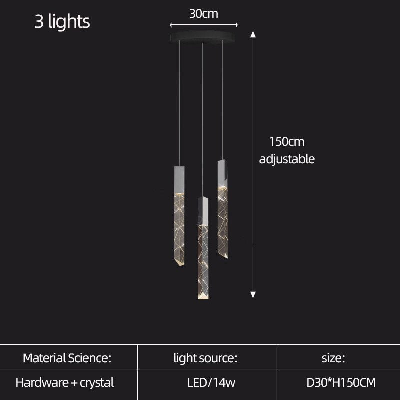 Elegant Crystal Chandelier for Staircase - Modern LED Stairway Lighting Fixture - Perfect for Foyer, Grand Entrance & Luxury Home Decor