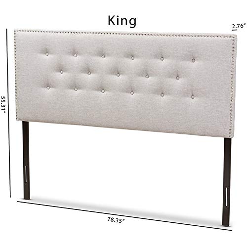 Baxton Studio Windsor Tufted King Size Upholstered Headboard in Grayish Beige - Luxurious Bedroom Upgrade for Master Suite or Guest Room