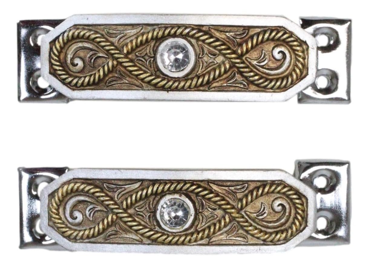 Western Cowboy Rope Drawer Pulls - 2 Pack with Crystal Gems for Cabinets & Furniture