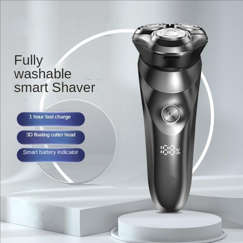 Professional Electric Head Shaver for Men - 3-in-1 Beard Trimmer & Shaving Machine with 3 Precision Cutter Heads - Perfect for Bald Head Shaving, Facial Hair Grooming & Travel Use