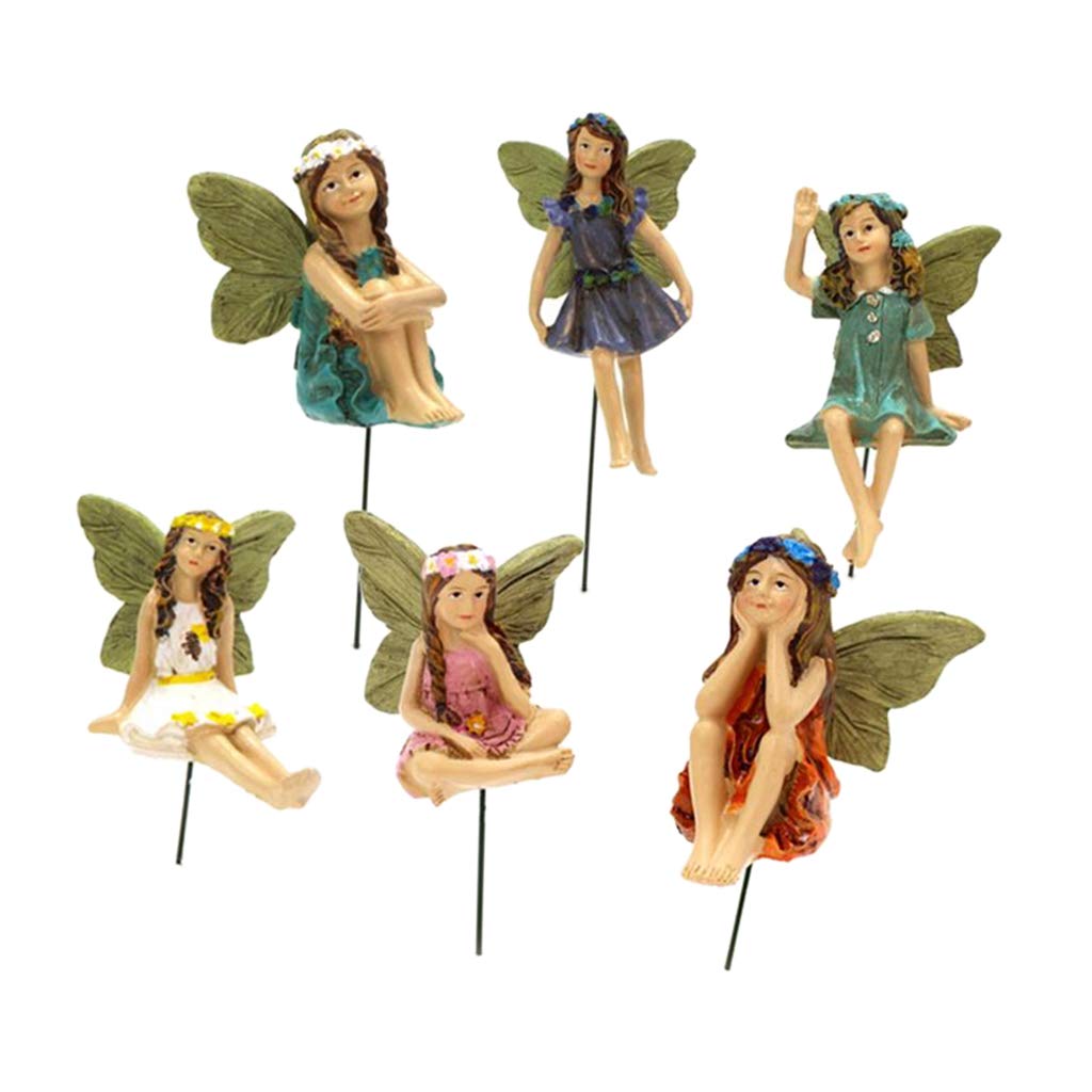 Baoblaze 6-Piece Fairy Garden Accessories Set - Miniature Resin Fairies Figurines for Dollhouse, Outdoor Yard & Lawn Decor - Perfect for Fairy Gardens, Home Decor & DIY Craft Projects