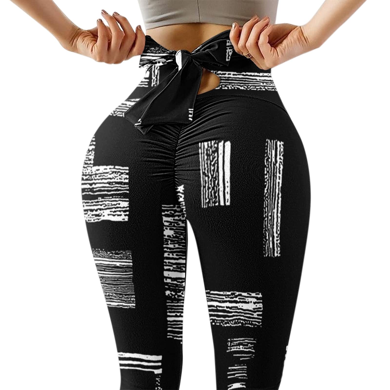 Misaky Women's High Waist Printed Yoga Pants - Stretchy Workout Leggings for Fitness, Running & Gym - Trendy Athletic Wear for Women