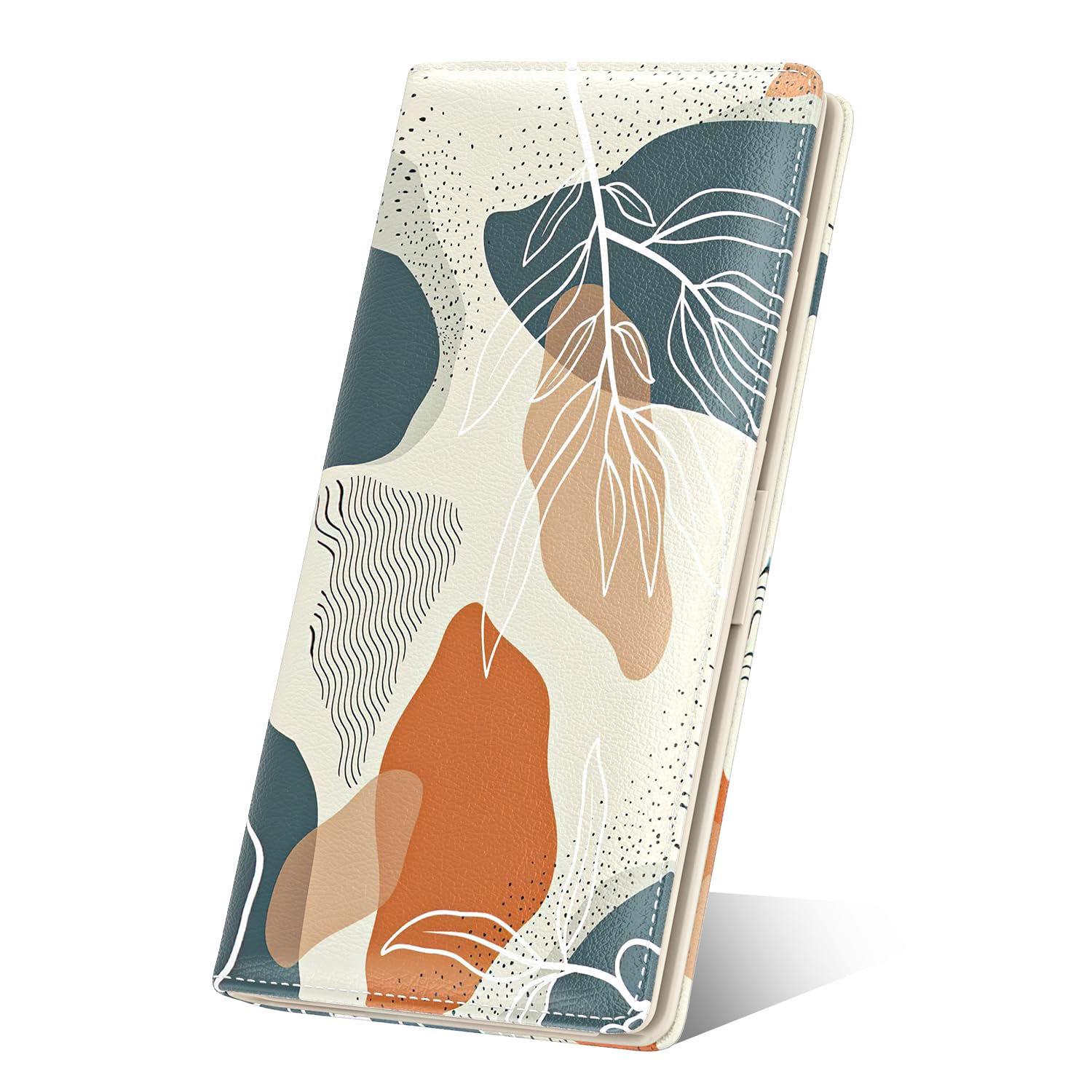 Nipichsha Women's RFID Blocking Slim Wallet - Leather Bifold Credit Card Holder with 11 Card Slots & ID Window - Thin Boho Leaf Design Purse for Everyday Use, Travel & Gift Giving