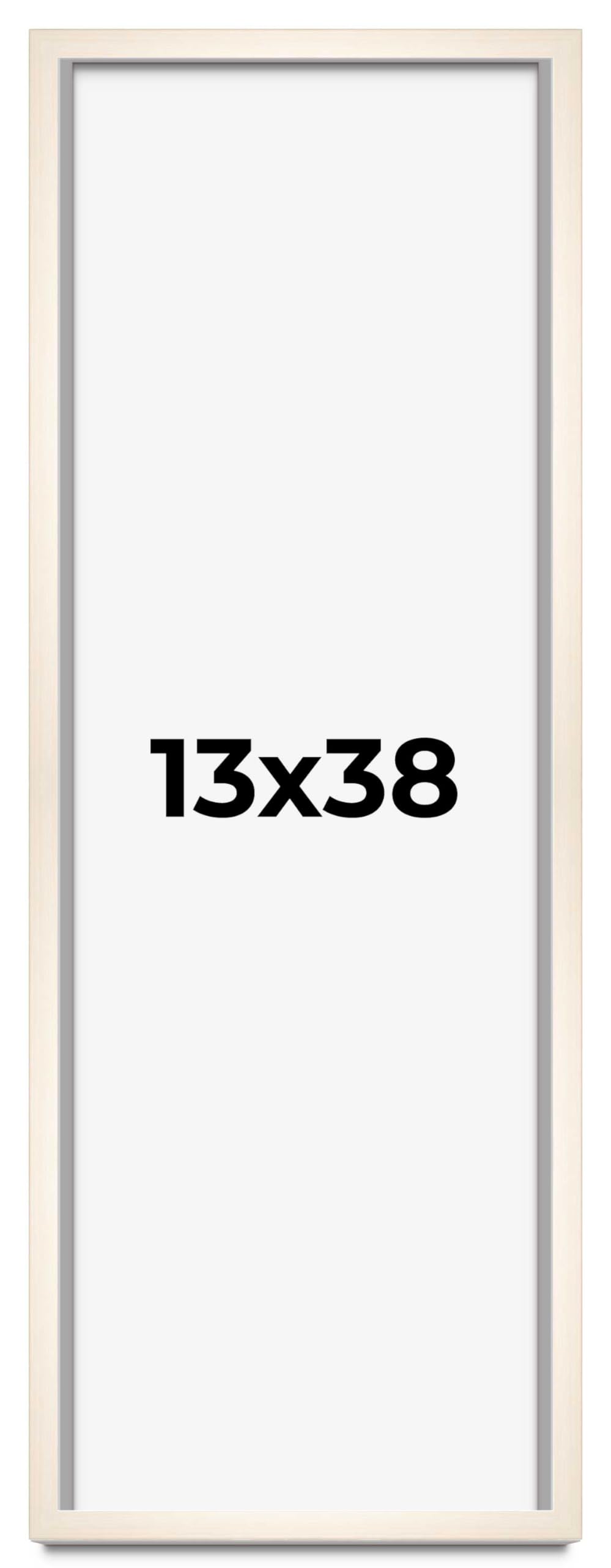 CountryArtHouse 13x38 Whitewashed Solid Wood Picture Frame - 0.8125 Inch Moulding Width with UV Acrylic Plexiglass & Acid-Free Backing | Perfect for Wall Art, Family Photos, and Home Decor Display