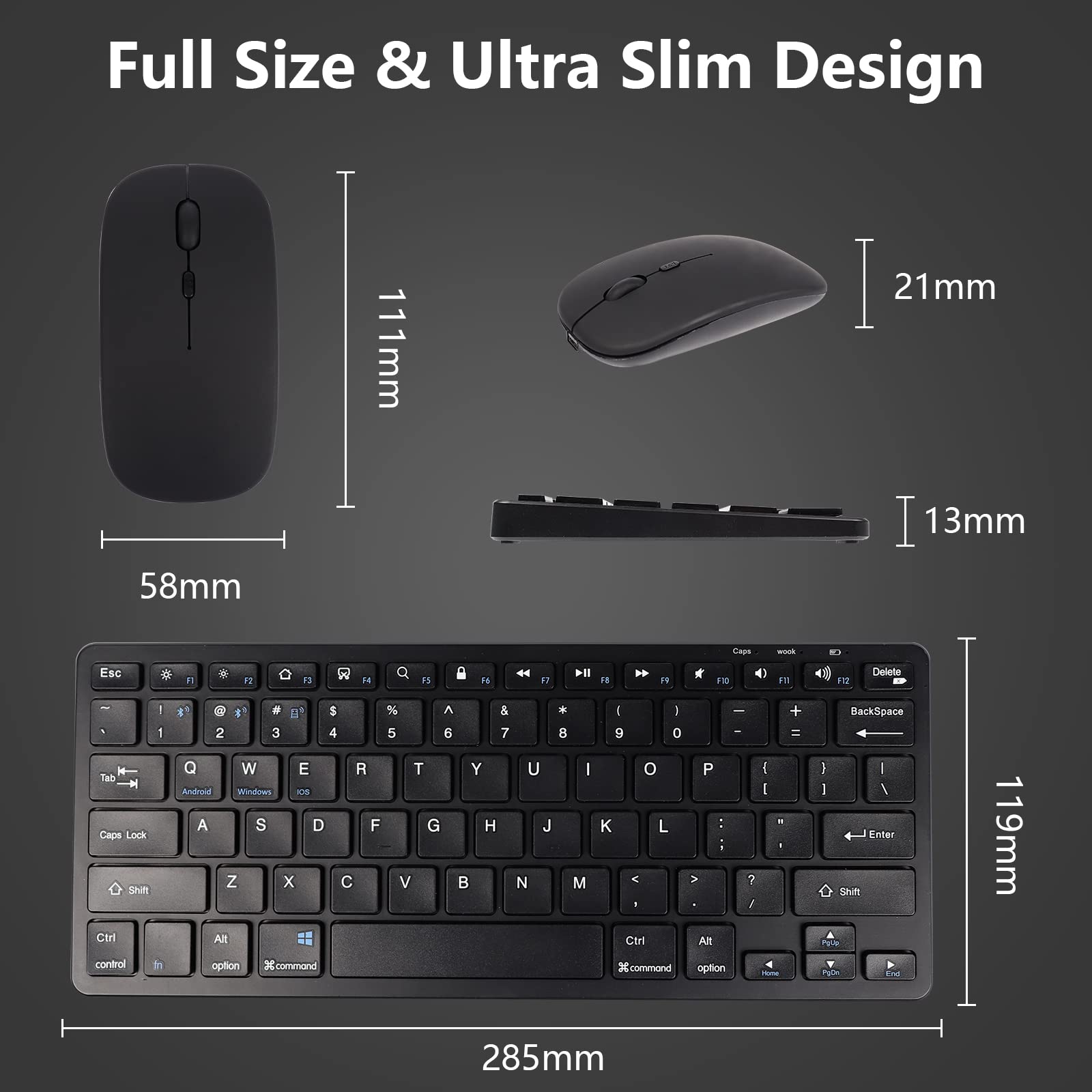 2.4G Wireless Keyboard & Mouse Set - Ergonomic, Rechargeable for PC/Mac/Laptop - Home & Office Use