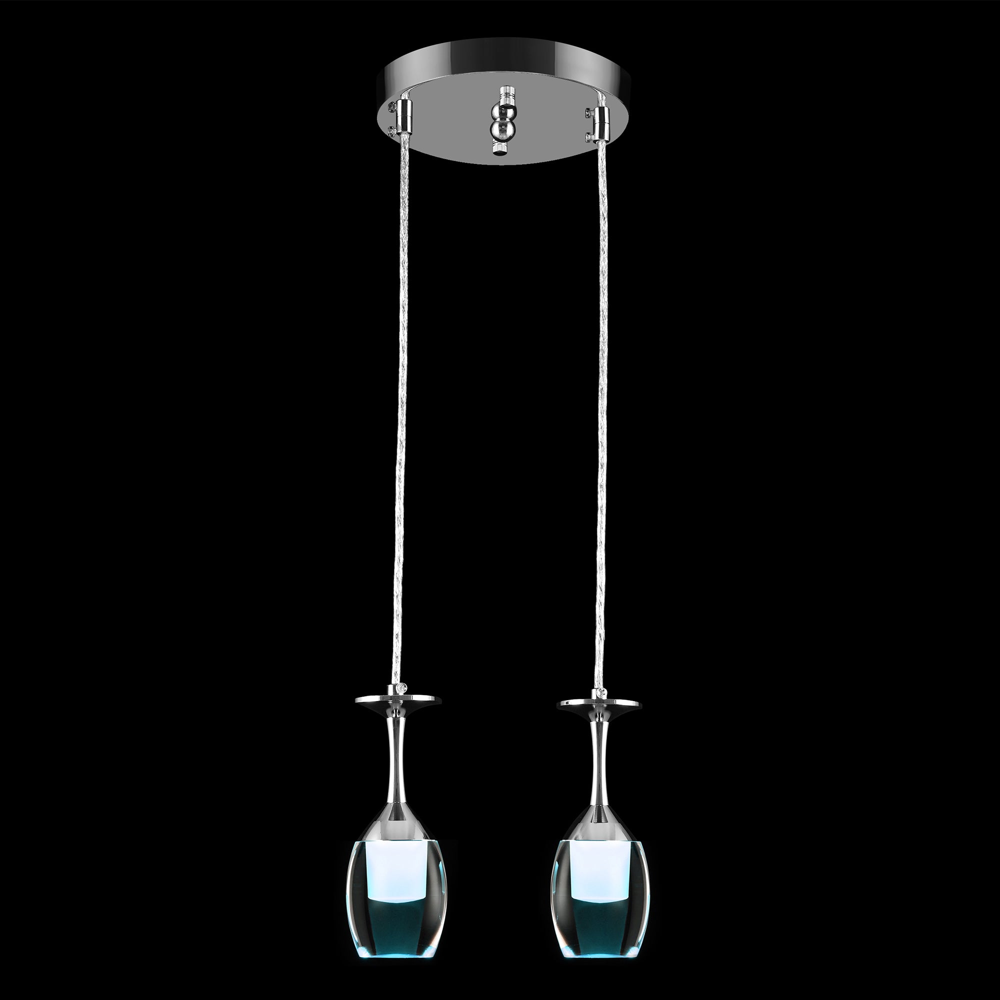 Bacchus Clear Acrylic Red Wine Glass Shaped Smart RGB Pendant Light - Modern LED Hanging Lamp for Dining Room, Bar, and Home Decor