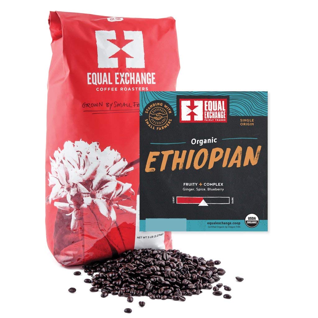 Organic Ethiopian Coffee Beans by Equal Exchange - 5 lb Whole Bean, Single Origin, Fair Trade, USDA Certified | Perfect for Home Brewing, Office Use & Gifts