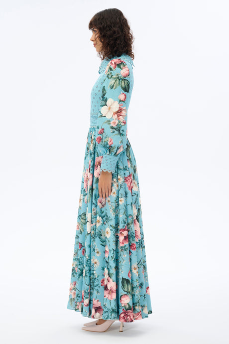 Elegant Floral Print Maxi Dress with Stylish Shirt Collar - Perfect for Summer Weddings, Beach Vacations & Casual Outings